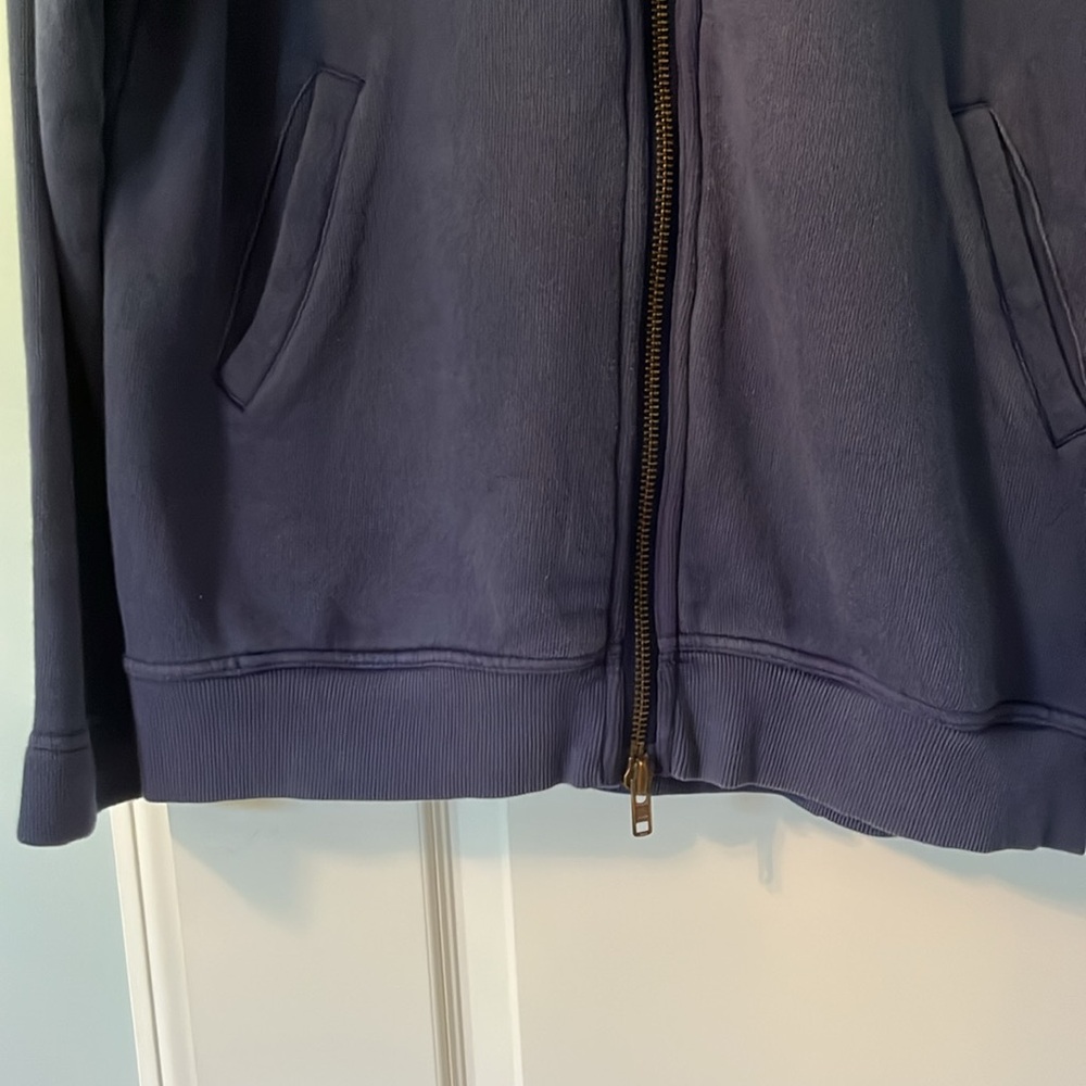 Free People Blue Double Zip Redwood Cardi Cotton Hoodie Oversized Medium NWT - Picture 9 of 14